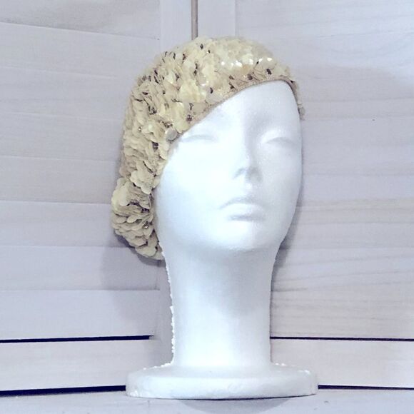 Vintage Handmade Beaded Sequin Beret Hat - Picture 2 of 9